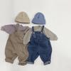 Primavera y Otoño Nuevo Mono de Ropa Infantil para Niños y Niñas Bebé Simple Retro Recto Jeans Pescador Casual Tirantes