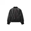 Amazon 2026 Otoño Estilo Europeo y Americano Nueva Moda Francesa Elegante Chaqueta de Cuero Sintético con Cuello Alto Abrigo Versátil para el Trabajo