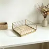 Em Estoque Suporte de Guardanapo de Ferro Arte em Ferro Nórdico Porta-Guardanapos Quadrado Suporte de Tecido de Metal para Mesa Porta-Tecido
