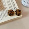 Arete de Aguja de Plata 925 Otoño e Invierno Nuevo Maillard Leopardo Geométrico Retro Estilo Hong Kong Temperamento Amor Aretes Alto Sentido