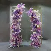 Decoración de Boda Morada Arreglos Florales para Montaje de Escenario de Salón de Bodas, Decoraciones Florales Prehechas para Banquetes de Compromiso, Arreglos de Flores de Seda, Tiras de Flores Artificiales