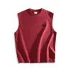 Chaleco sin mangas bordado transpirable de alta gama estilo americano para hombre, camiseta suelta informal deportiva de verano para fitness para hombre al por mayor