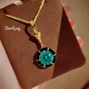 Colar Estiloso para Mulheres com Diamante de Corte Princesa, Pingente Paraíba Radiante, Oval Gota Doce Cool Corrente Clavícula Ouro Negro