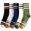 Calcetines Deportivos para Hombre Estilo Americano, de Caña Media Rayados, para Primavera y Otoño, Deportivos para Hombre, Resistentes al Olor, Absorbentes del Sudor, Largos de Caña Alta