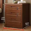 Mesita de noche de madera maciza, estilo chino, diseño simple y moderno, adecuada para dormitorios, con espacio de almacenamiento, un simple gabinete de 3 niveles para la mesita de noche