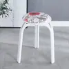Silla taburete redondo de hogar para adultos a la moda, juego creativo de taburetes de metal para mesa de comedor, banco de madera maciza, taburete redondo engrosado