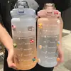 Copo de Água 2000ml Feminino Verão Estudante Chaleira de Água Esportes ao Ar Livre Copo Balde Grande Capacidade Copo com Canudo e Escala