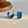 Pendientes de Aro Sencillos Frescos de Principios de Otoño Esmaltados en Forma de C Colores Caramelo Estilo Ins Corazón Girly Pendientes Elegantes para Mujer