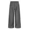 Y6041 High Street Estilo Americano Unisex Vintage Color Sólido Diseño Desestructurado Plisado Pantalones Holgados Estilo Urbano para Hombre
