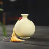 Pote de cerâmica vintage para chá, pequeno pote de armazenamento selado para pó de ervas açafrão, garrafa de cerâmica de goji berry para medicina tradicional chinesa