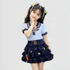 Conjunto de Ropa de Verano para Niñas Dulce y Lindo Ropa Infantil Mangas Abullonadas Falda de Pastel Conjunto de Dos Piezas Falda Corta de Verano