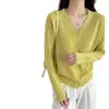 Cardigan Jaqueta de Tricô Feminino Fino de Verão Feminino 2025 Novo Pequeno Curto Top de Alta Qualidade