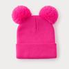 Gorro de punto lindo con pompón de lana personalizado transfronterizo para otoño e invierno, estilo coreano ins, color liso, doble pompón de lana, gorro de lana versátil