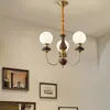 Lustre de madeira maciça 60% novo todo em cobre, estilo meados do século, luz principal redonda retrô francesa e americana, arte em ferro de alta qualidade