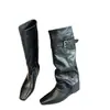Botas retrô conversíveis duas formas, estilosas, descoladas e na moda 2026, com fivela de cinto, botas longas de cano reto para mulheres, design de cano de bota de alta qualidade