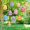 Cartel de Jardín de Pascua con Huevos de Colores y Lazos, Decoración Impermeable y Resistente a la Decoloración para Césped y Jardín al Aire Libre