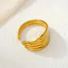 Anillo de Acero Inoxidable Cruzado Joyería Diseño de Nicho Anillo Abierto para Dedo Ligero Lujo Sensación de Gama Alta Joyería Irregular para Mano
