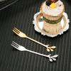 Cuchara de hoja de acero inoxidable creativa, tenedor, cuchara para mezclar café, cuchara de pétalos para el hogar, postre, fruta, tenedor, cuchara de regalo