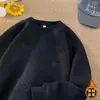 Suéter de Gamuza Grueso con Forro de Felpa, Cuello Redondo, Estilo Americano para Hombre, Marca de Moda, Chaqueta Holgada Rígida de Manga Larga