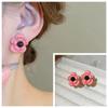 Pendientes de estilo pastoral dulce con flores rojas y perla negra, pequeños y frescos pendientes de explosión de moda para niñas.