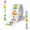 Rollo de 500 pegatinas de dibujos animados de serpiente para niños, bonitos animales, para patineta, equipaje, cuenta de mano, venta al por mayor