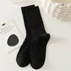 Meias de Pelúcia Cor Sólida Ankora 2024 para Crianças Estilo Coreano I Simples Versátil Meia de Comprimento Médio Meia Longa Outono e Inverno