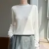 Otoño/Invierno 2026 Nueva Prenda Premium para Mujer de Seda Cachemira Dobladillo Enrollado Cuello Semi Alto Punto Manga Larga Camisa Base Superior