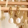 Pendientes de Aro de Nicho Transfronterizos Pendientes Largos de Perlas Pendientes Sencillos de Lujo Ligero para Mujer Venta Caliente Transfronteriza Versátiles para el Día a Día Accesorios de Pendientes de Celebridad de Internet