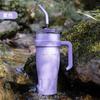 Taza de helado grande con asa para niñas, taza de café con pajita para la oficina, taza de agua aislada portátil para exteriores y coche