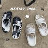 Ropa de Exterior de Moda y Genial, Sandalias Creativas y Cómodas de Verano para Mujer con Estampado de Tinta, Chanclas Sencillas de Una Tira para Uso Diario en Casa, Ocio y Vacaciones