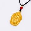 Collar Colgante Cabeza de Buda de Oro Aluvial Atado con Cadena de Cuerda Negra Clavícula Aleación Punto al por Mayor Moda Versátil Colgante Joyería
