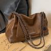 Bolsa de Grande Capacidade para Mulheres, Versátil para Outono e Inverno 2026 Nova Bolsa de Ombro com Corrente Retrô, Bolsa Tote Texturizada Clássica para o Dia a Dia