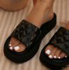 Sandalias de plataforma de talla grande para mujer, zapatos informales de punta redonda, sin cordones, de una sola línea, a cuadros, de comercio exterior, 2024