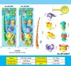 Set de Pesca Infantil Transfronterizo del Sudeste Asiático Juguetes Educativos con Caña de Pescar, Red para Peces, Varios Peces Marinos y Juguetes para el Agua en Empaque de Ampolla