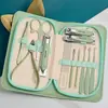 Set de 9 Piezas de Herramientas de Acero Inoxidable para Manicura y Cuidado de Uñas, Set de Tijeras para Uñas, Tijeras Completas para Cejas, Cuchara para Oídos, Set de Cortauñas al por Mayor