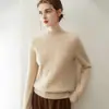Nuevo suéter de punto de cachemira pura para mujer, de cuello medio alto, engrosado y cálido, con diseño de trenzas pequeñas, adecuado para usar en capas.