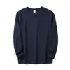 Camiseta Pesada Cepillada para Hombre de 300g, Manga Larga, Cuello Redondo, Camiseta Interior de Color Puro, Estilo Retro Casual, Algodón Peinado, Prenda Interior