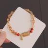 Pulsera de Citrino Natural con Forma de Cuentas Joyería de Mano de Sentido Avanzado Cristal Cristal Amarillo Torre Cristal Cinco Emperadores Moneda de Cobre Montaña Accesorios Fantasma