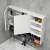 Gabinete de Espejo Inteligente para Baño Feng Shui Oculto con Espejo de Luz Secador de Pelo Multifuncional Estante de Almacenamiento Gabinete Integrado de Almacenamiento