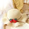 Estilo Verano Sombrero de Paja Hecho a Mano de Fresa Dulce para Niños Sombrilla de Verano Paja Transpirable Sombrero de Pescador Plegable para Bebé