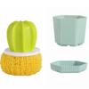 Cepillo de Limpieza Nano Cactus para Cocina del Hogar con Mango Cepillo Creativo de Maceta Bola de Limpieza Multifuncional que no suelta pelusa