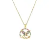 [Acero de Titanio] Mariposa Letra Redonda Estilo Lujo Ligero Collar Totalmente de Diamante para Mujer El Más Fácil de Combinar Cadena para Clavícula Cadena de Acero de Titanio