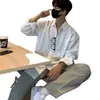 Camisa Yuppie Britânica Masculina Camisa Masculina de Manga Comprida de Alta Qualidade Cinza Estilo Maduro Leve Terno com Camisa Oversize Moderna