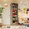 Estantería Pequeña de Acero, Estante de Almacenamiento de Espacio Estrecho, Gabinete de Almacenamiento de Metal Integrado de Pie para Lado de Sofá/Montaje en Pared, Estantería para Almacenamiento en el Hogar