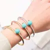 [18] Joyería de AliExpress nacional y extranjera suministro ambiente simple apertura en forma de C pliegue pulsera de perla azul