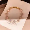 Pulseira de Flor de Zircônia Super Brilhante Luxo Leve Nicho Toque de Alto Padrão Pulseira Estilo Coreano Exquisita Fashionável Versátil Decoração de Pulseira Atacado Mulheres