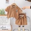 Ropa de verano para niños 2024 Verano nueva camisa polo de solapa para niños manga corta transparente conjunto de dos piezas para bebé Ropa de verano