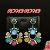 Pendientes de Diamantes de Zirconia de Color en Contraste con Diseño de Nicho Antiguo Medio, Exagerados, Dopamínicos, Irregulares, Temperamentales, Resistentes