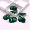 Piedra Suelta Esmeralda Nano Verde Forma Ovalada, Gema Esmeralda Forma de Huevo con Base Puntiaguda para Fabricación de Joyería DIY