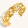 Europa e Estados Unidos pulseira transversal gota d'água vazada aço inoxidável banhado a ouro 18K moda clássica personalidade joia criativa feminino